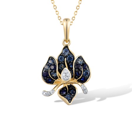 14KYWB Pendant Blue Sapphire,Diamond (P321744SAP14KYWB)