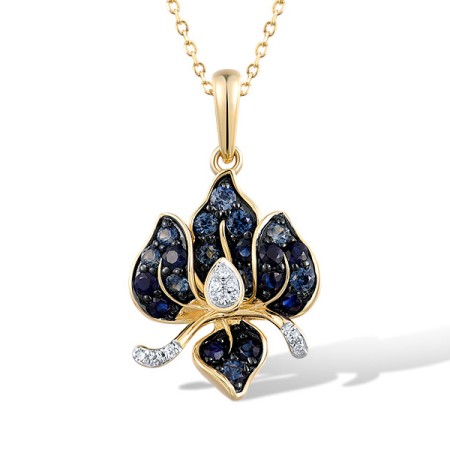 14KYWB Pendant Blue Sapphire,Diamond (P321744SAP14KYWB)