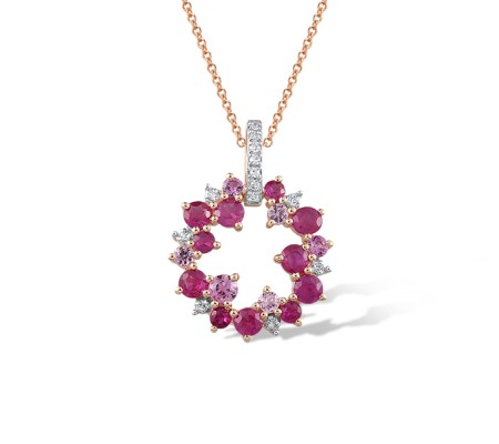 14KRW Pendant Ruby,Diamond,Pink Sapphire (P321885PRU14KRW)