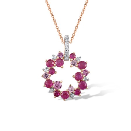 14KRW Pendant Ruby,Diamond,Pink Sapphire (P321885PRU14KRW)