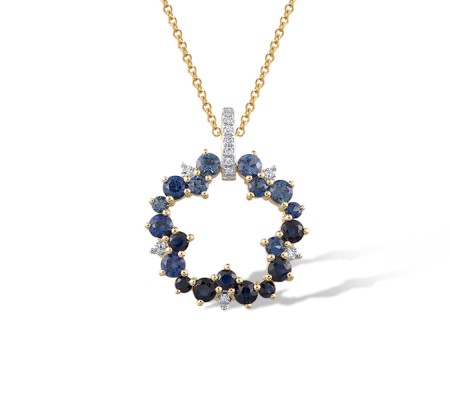 14KYW Pendant Blue Sapphire,Diamond (P321886SAP14KYW)
