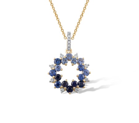 14KYW Pendant Blue Sapphire,Diamond (P321887SAP14KYW)