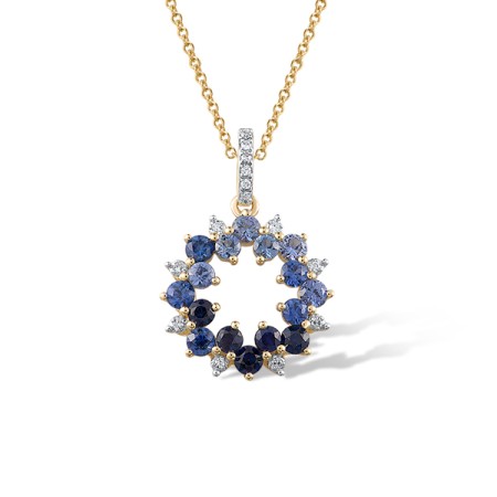 14KYW Pendant Blue Sapphire,Diamond (P321887SAP14KYW)