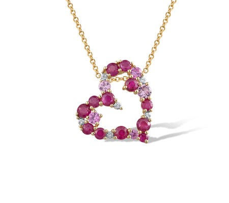 14KYW Pendant Diamond,Pink Sapphire,Ruby (P321888PRU14KYW)