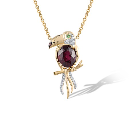 14KYWB Pendant Diamond,Garnet,Green Garnet,Rhodolite Garnet (P321896GGRG14KYWB)