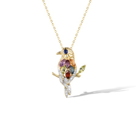 14KYW Pendant Peridot,Amethyst,Rhodolite Garnet,Blue Sapphire,Citrine,Diamond,Garnet,London Blue Topaz (P321898MUL14KYW)