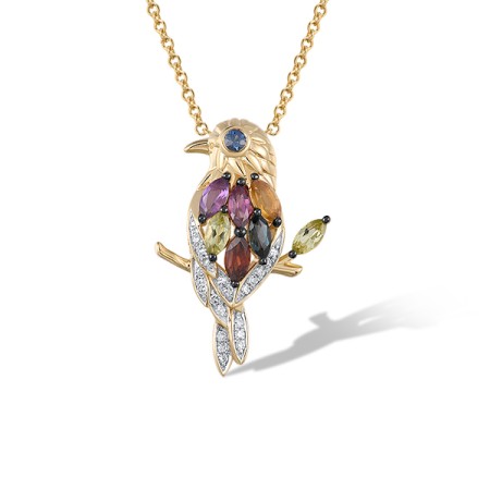 14KYWB Pendant Rhodolite Garnet,Blue Sapphire,Citrine,Diamond,Garnet,London Blue Topaz,Peridot,Amethyst (P321898MUL14KYWB)