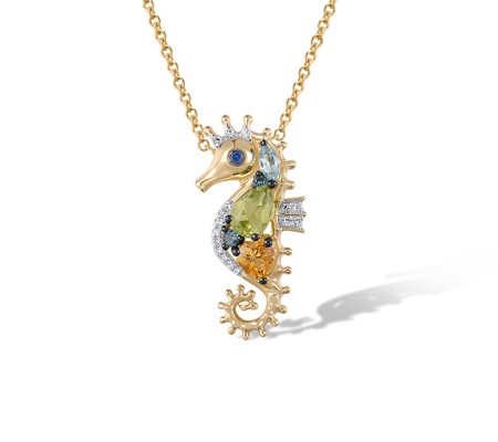 14KYWB Pendant Blue Sapphire,Blue Topaz (Swiss Blue),Citrine,Diamond,London Blue Topaz,Peridot (P321899MUL14KYWB)