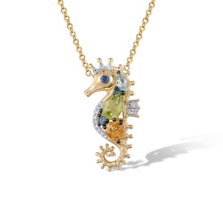 14KYWB Pendant Blue Sapphire,Blue Topaz (Swiss Blue),Citrine,Diamond,London Blue Topaz,Peridot (P321899MUL14KYWB)