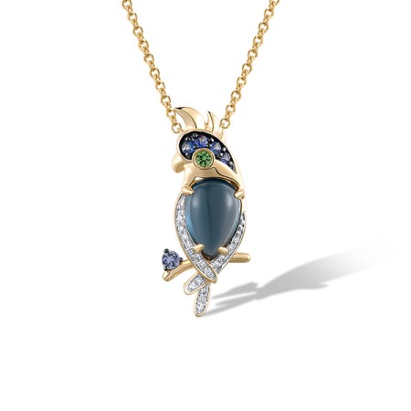 14KYWB Pendant Diamond,Green Garnet,London Blue Topaz,Blue Sapphire (P321901GLBS14KYWB)