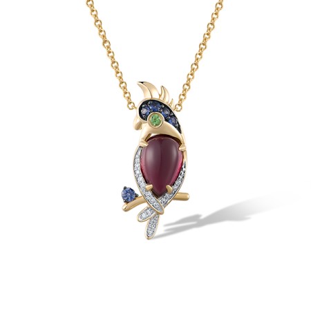 14KYWB Pendant Rhodolite Garnet,Blue Sapphire,Diamond,Green Garnet (P321901GNRS14KYWB)