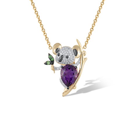 14KYWB Pendant Amethyst,Diamond,Green Garnet (P321902AGN14KYWB)