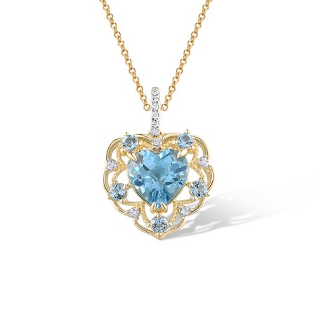 14KYW Pendant Blue Topaz (Swiss Blue),Diamond (P321906BLT14KYW)