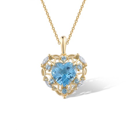 14KYW Pendant Diamond,Blue Topaz (Swiss Blue) (P321907BLT14KYW)