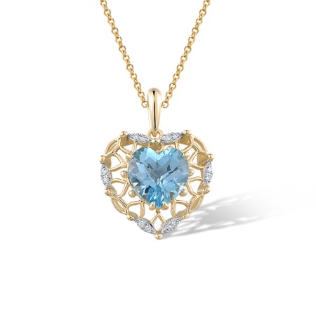 14KYW Pendant Blue Topaz (Swiss Blue),Diamond (P321908BLT14KYW)