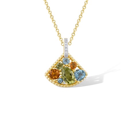 14KYW Pendant Blue Topaz (Swiss Blue),Citrine,Diamond,Peridot (P321996BCP14KYW)