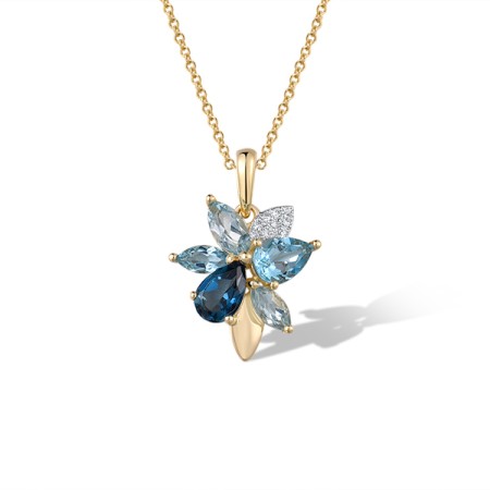 14KYW Pendant Blue Topaz (Sky Blue),Blue Topaz (Swiss Blue),Diamond,London Blue Topaz (P322104BKLT14KYW)