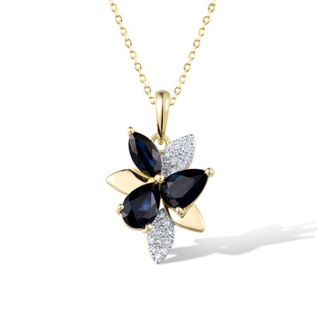 14KYW Pendant Diamond,Blue Sapphire (P322106SAP14KYW)