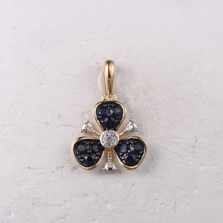 14KYWB Pendant Blue Sapphire,Diamond (P322140SAP14KYWB)
