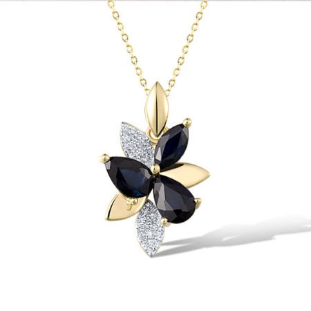 14KYW Pendant Blue Sapphire,Diamond (P322141SAP14KYW)