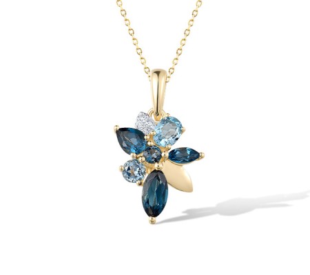 14KYW Pendant London Blue Topaz,Blue Topaz (Swiss Blue),Diamond (P322142BLL14KYW)