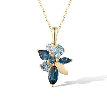 14KYW Pendant London Blue Topaz,Blue Topaz (Swiss Blue),Diamond (P322142BLL14KYW)