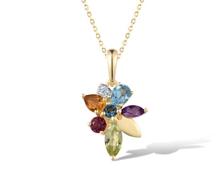 14KYW Pendant Amethyst,Blue Topaz (Swiss Blue),Citrine,Diamond,London Blue Topaz,Peridot,Rhodolite Garnet (P322142MUL14KYW)