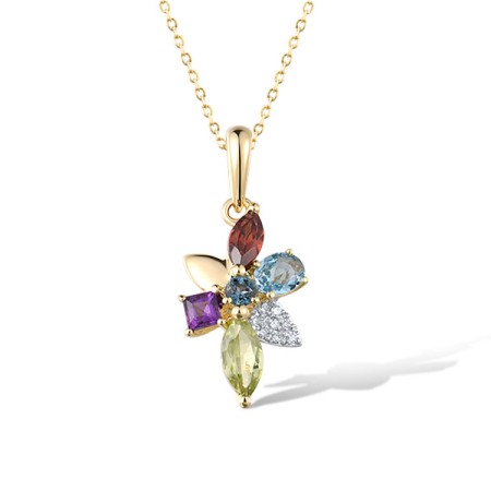14KYW Pendant Blue Topaz (Swiss Blue),Diamond,Garnet,London Blue Topaz,Peridot,Amethyst (P322143MUL14KYW)
