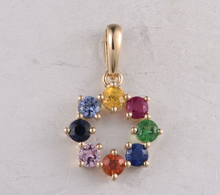 14KY Pendant Orange Sapphire,Pink Sapphire,Ruby,Yellow Sapphire,Blue Sapphire,Green Garnet (P322171MUL14KY)