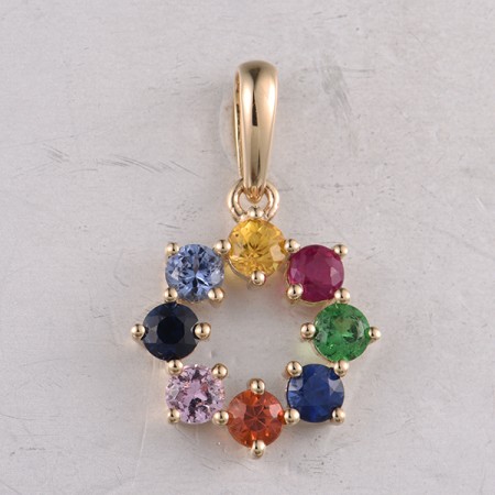 14KY Pendant Orange Sapphire,Pink Sapphire,Ruby,Yellow Sapphire,Blue Sapphire,Green Garnet (P322171MUL14KY)