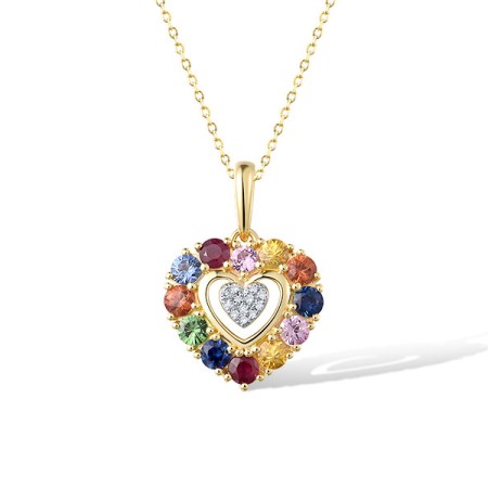 14KYW Pendant Green Garnet,Orange Sapphire,Pink Sapphire,Ruby,Blue Sapphire,Yellow Sapphire,Diamond (P322174MUL14KYW)