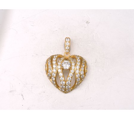 Sterling Silver w/ Yellow Plating Pendant White Cubic Zirconia (P322179WCZSY925)