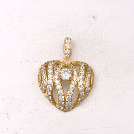 Sterling Silver w/ Yellow Plating Pendant White Cubic Zirconia (P322179WCZSY925)