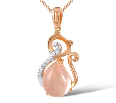 18KRW Pendant Diamond,Pink Quartz (P600009PIQ18KRW)