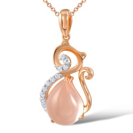 18KRW Pendant Diamond,Pink Quartz (P600009PIQ18KRW)