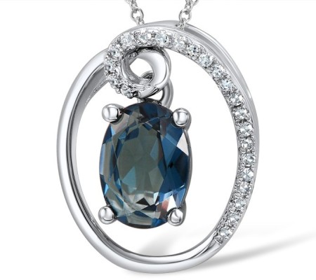 18KW Pendant Diamond,London Blue Topaz (P600082LDB18KW)