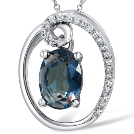 18KW Pendant Diamond,London Blue Topaz (P600082LDB18KW)