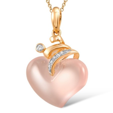 18KRW Pendant Diamond,Pink Quartz (P600091PIQ18KRW)