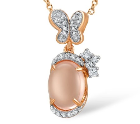 18KRW Pendant Diamond,Pink Quartz (P600103PIQ18KRW)