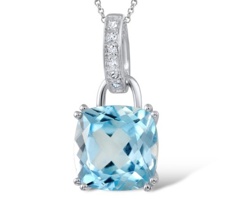 18KW Pendant Blue Topaz (Swiss Blue),Diamond (P600115BLT18KW)