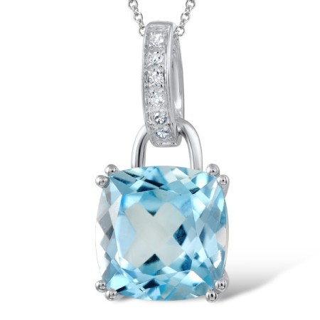 18KW Pendant Blue Topaz (Swiss Blue),Diamond (P600115BLT18KW)