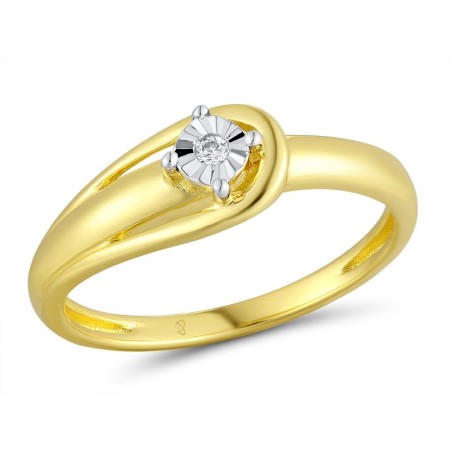 Sterling Silver w/ Ionic Yellow Plating Ring Diamond (R300204SDIASP925)