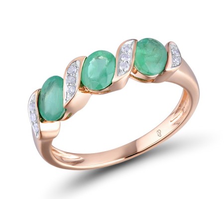 14KRW Ring Diamond,Emerald (R300833EMR14KRW) - US 8