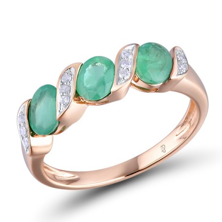 14KRW Ring Diamond,Emerald (R300833EMR14KRW) - US 8