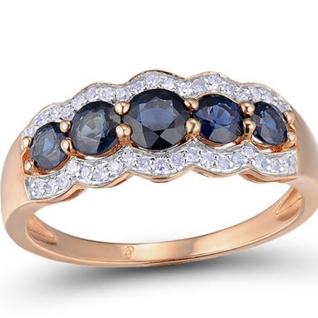 14KRW Ring Blue Sapphire,Diamond (R300834SAP14KRW) - US 6.5
