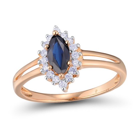 14KRW Ring Blue Sapphire,Diamond (R300866SAP14KRW) - US 6