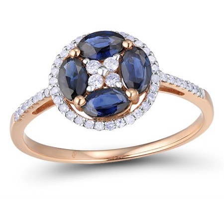 14KRW Ring Blue Sapphire,Diamond (R300868SAP14KRW) - US 8.5