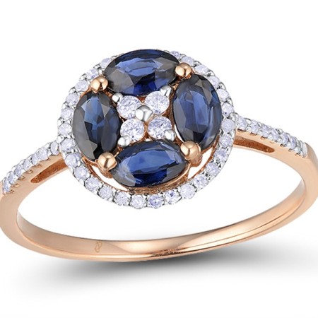 14KRW Ring Blue Sapphire,Diamond (R300868SAP14KRW) - US 8.5