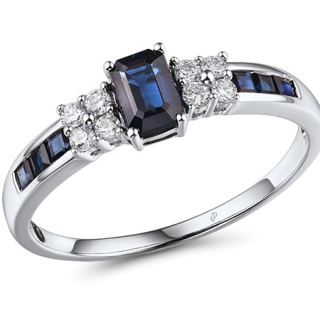 14KW Ring Blue Sapphire,Diamond (R300870SAP14KW) - US 9.5