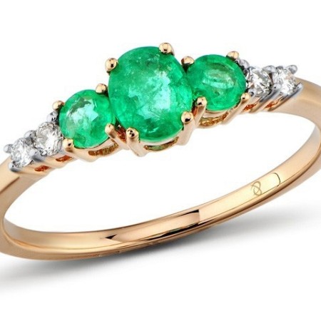 14KRW Ring Diamond,Emerald (R300877EMR14KRW) - US 6